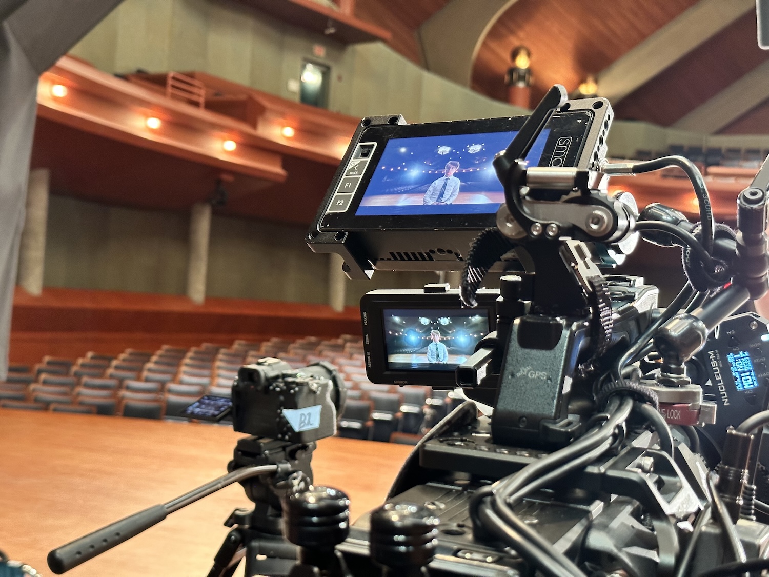 Video camera set up for filming by Hoegger Communications