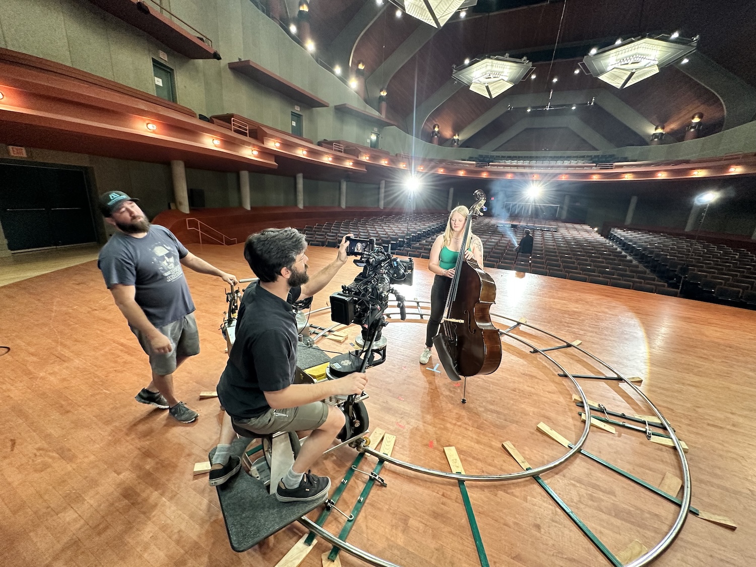 The videography team at Hoegger Communications taping for a promotion